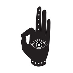 black hand with eye mudra buddhism hinduism symbol vector - 191678807