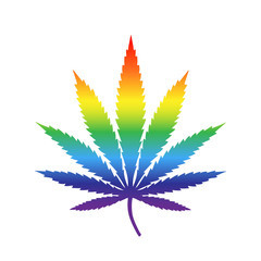 iridescent cannabis leaf drug marijuana herb rainbow drug red orange yellow green blue purple icon vector