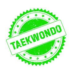 Taekwondo green grunge stamp isolated