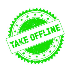 Take Offline green grunge stamp isolated