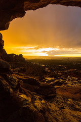 Evening storm and beautiful cloudscape in the Arches National Park, Utah