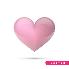 Realistic vector heart. Isolated on white. Valentines day greeting card background. 3D icon. Romantic vector illustration. Easy to edit design template for your artworks.