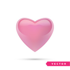 Realistic vector heart. Isolated on white. Valentines day greeting card background. 3D icon. Romantic vector illustration. Easy to edit design template for your artworks.