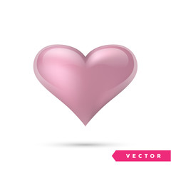 Realistic vector heart. Isolated on white. Valentines day greeting card background. 3D icon. Romantic vector illustration. Easy to edit design template for your artworks.