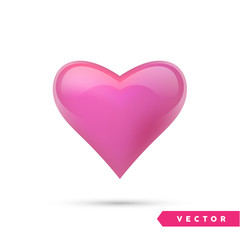 Realistic vector heart. Isolated on white. Valentines day greeting card background. 3D icon. Romantic vector illustration. Easy to edit design template for your artworks.