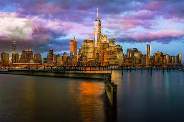 Fototapeta na wymiar A View of Manhattan from Hoboken Park, New Jersey