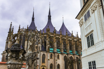 Gothic churches of St. Barbara's Church in Kutna Hora in central Europe, Czech Republic. Concept of world travel, sightseeing and tourism.