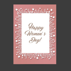 Greeting card for woman day, March 8, vector