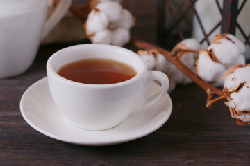 White cup of tea