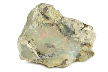 Ethiopian welo opal isolated on white background