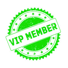 Vip Member green grunge stamp isolated