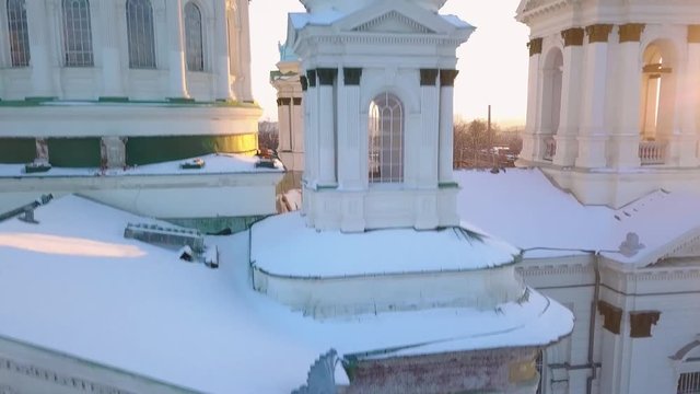 Aerial view of the Trinity Orthodox Cathedral. Sumy, Ukraine