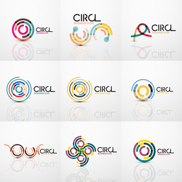 Set of line circles logos