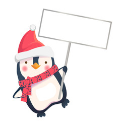 penguin holding sign