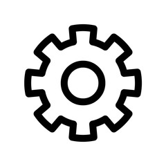 Cog wheel icon. Symbol of settings or gear. Outline modern design element. Simple black flat vector sign with rounded corners.