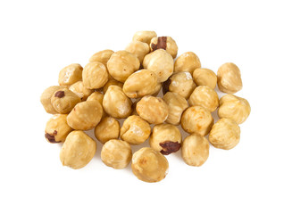 roasted hazelnuts isolated on white