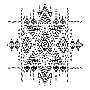 Geometric aztec pattern. Tribal tattoo style can be used for textile, yoga mats, phone cases, rug