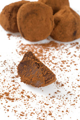chocolate truffles isolated on white