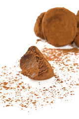 chocolate truffles isolated on white