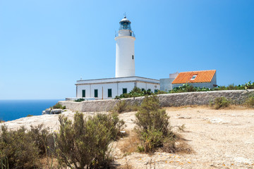 Fototapeta na wymiar Faro de la Mola lighthouse, Formentera island, Spain