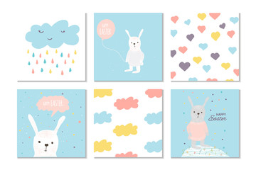 Collection of 6 Easter card, banner background, template with be