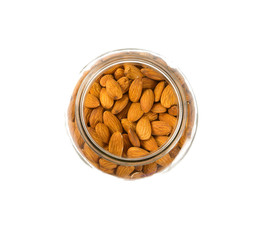 almonds in a glass jar isolated