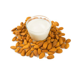 almond milk isolated on white