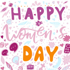 Beautiful card design for happy women's day celebration. Postcar