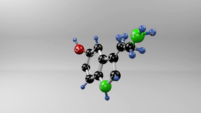 Serotonin molecule. Molecular structure of serotonin, happiness. Seamless loop.