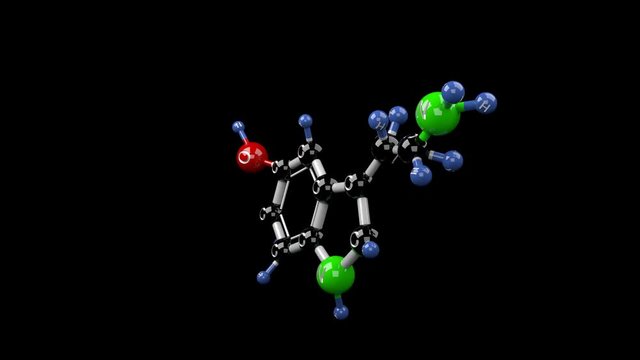 Serotonin molecule. Molecular structure of serotonin, happiness. Seamless loop. Alpha channel.