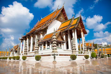 Fototapeta na wymiar Wat Suthat Thep Wararam temple in Bangkok, Thailand