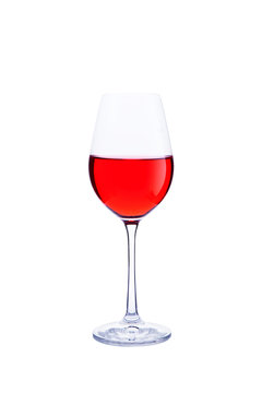 Glass red wine isolated on white background. Realistic photo image.