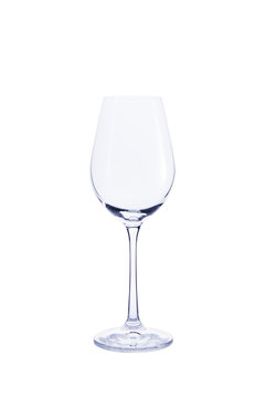 Empty transparent glass for wine isolated on white background.