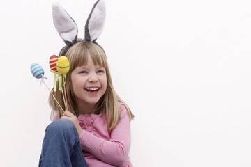 Girl wearing bunny ears