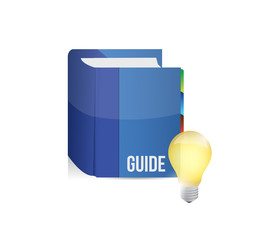 Blue guide book with idea bulb.