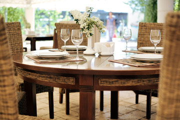 at the table on the terrace of the restaurant