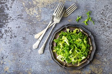 Frize lettuce salad, fresh frisee. Healthy vegetarian food