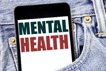 Hand writing text caption inspiration showing Mental Health. Business concept for Anxiety Illness...