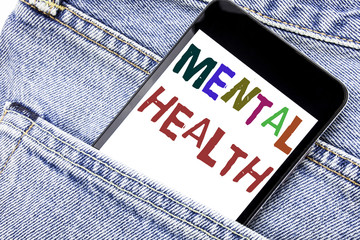 Handwriting Announcement text showing Mental Health. Business concept for Anxiety Illness Disorder...