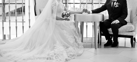 Bride and groom on wedding day