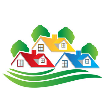 Logo houses and trees real estate image