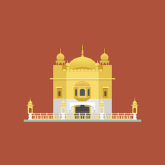 Golden Temple (Harmandir Sahib) in Amritsar, Punjab, India. Vector illustration