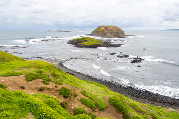 Landscape view from the nobbies in Phillip Island. Melbourne, Victoria, Australia.
