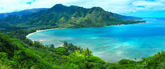 Fototapeta na wymiar ハワイ　クラウチング・ライオン岩ハイキングからの風景