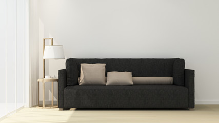 Living room on sunshine day for artwork room for home or hotel - Interior simple design - 3D Rendering