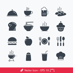 Food Related Icons / Vectors Set (Breakfast, Lunch, Dinner)