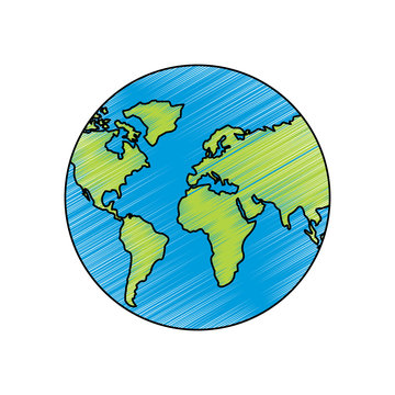 earth planet world globe map icon vector illustration drawing image