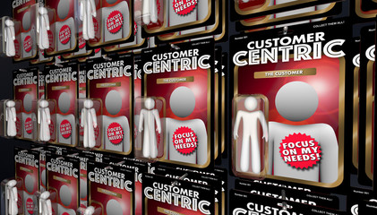 Customer Centric Action Figures Service Attention 3d Illustration