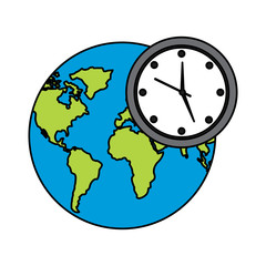 earth world clock time environment symbol vector illustration