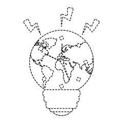 bulb shape earth planet clock time ecology energy vector illustration sticker design image